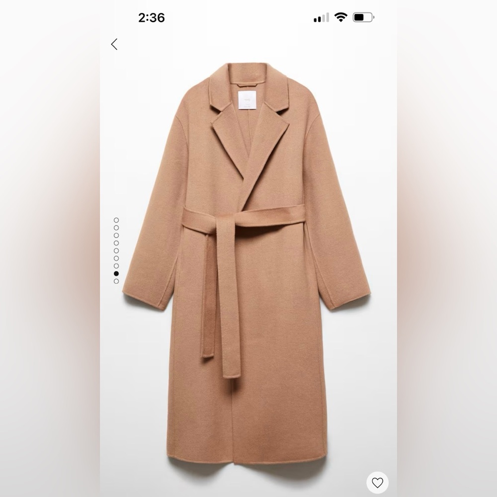 Viral Mango Belted Handmade Coat in Camel- Size S